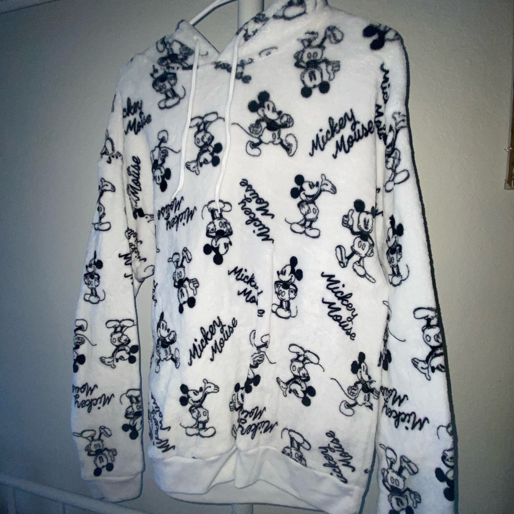 Disney Mickey Mouse Black and White Fleece Hoodie
